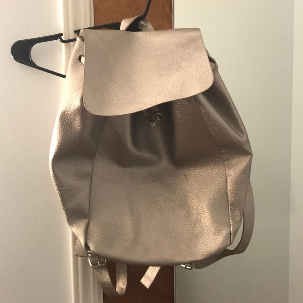 Zara Silver Backpack with Fold Over Flap